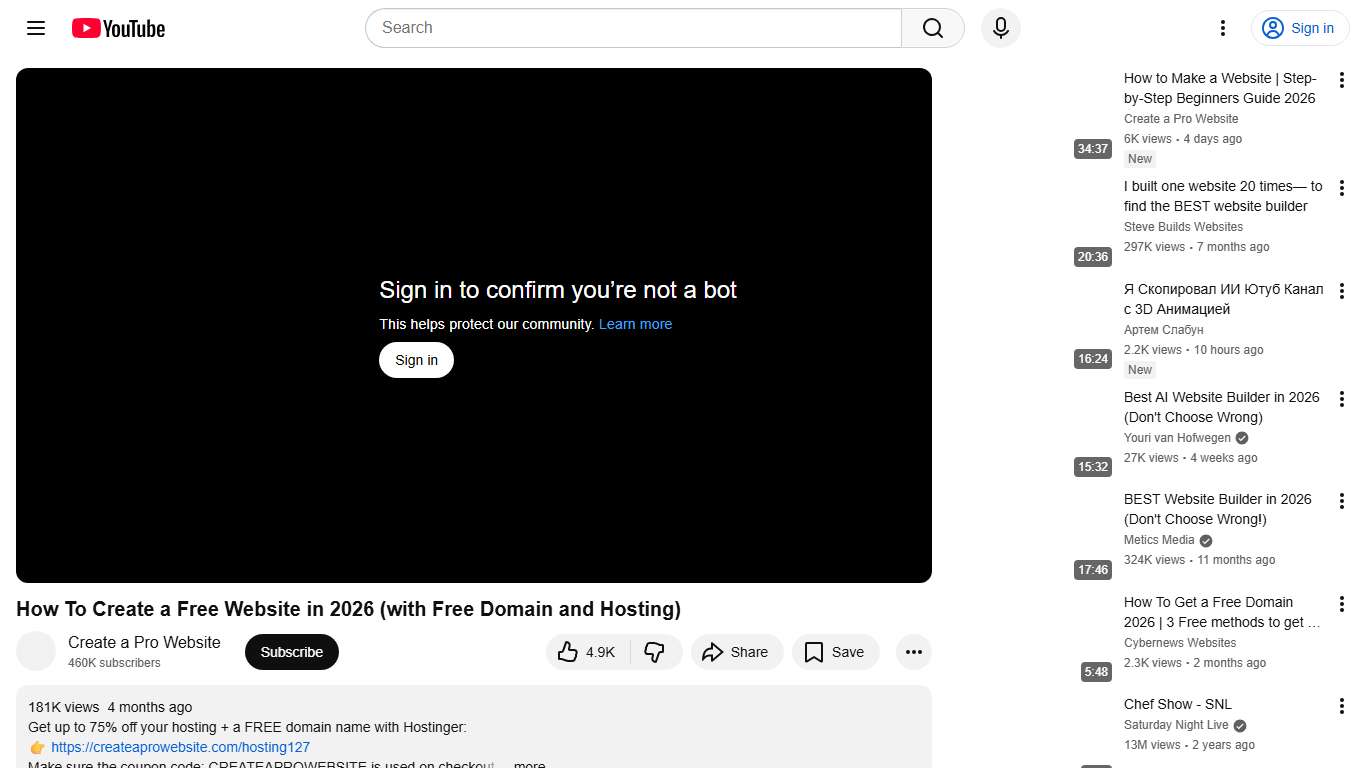 How To Create a Free Website in 2026 (with Free Domain and Hosting) - YouTube