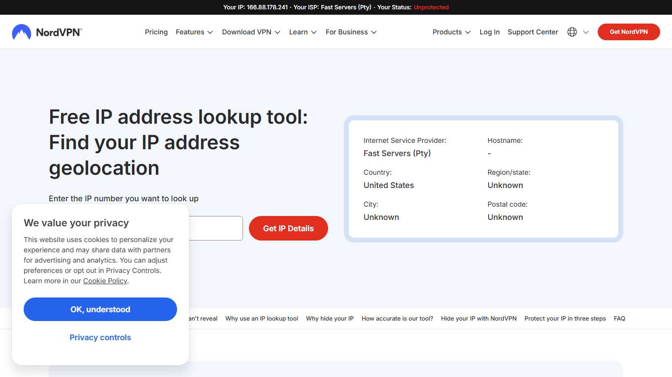 Free IP address lookup tool — IP address geolocation | NordVPN